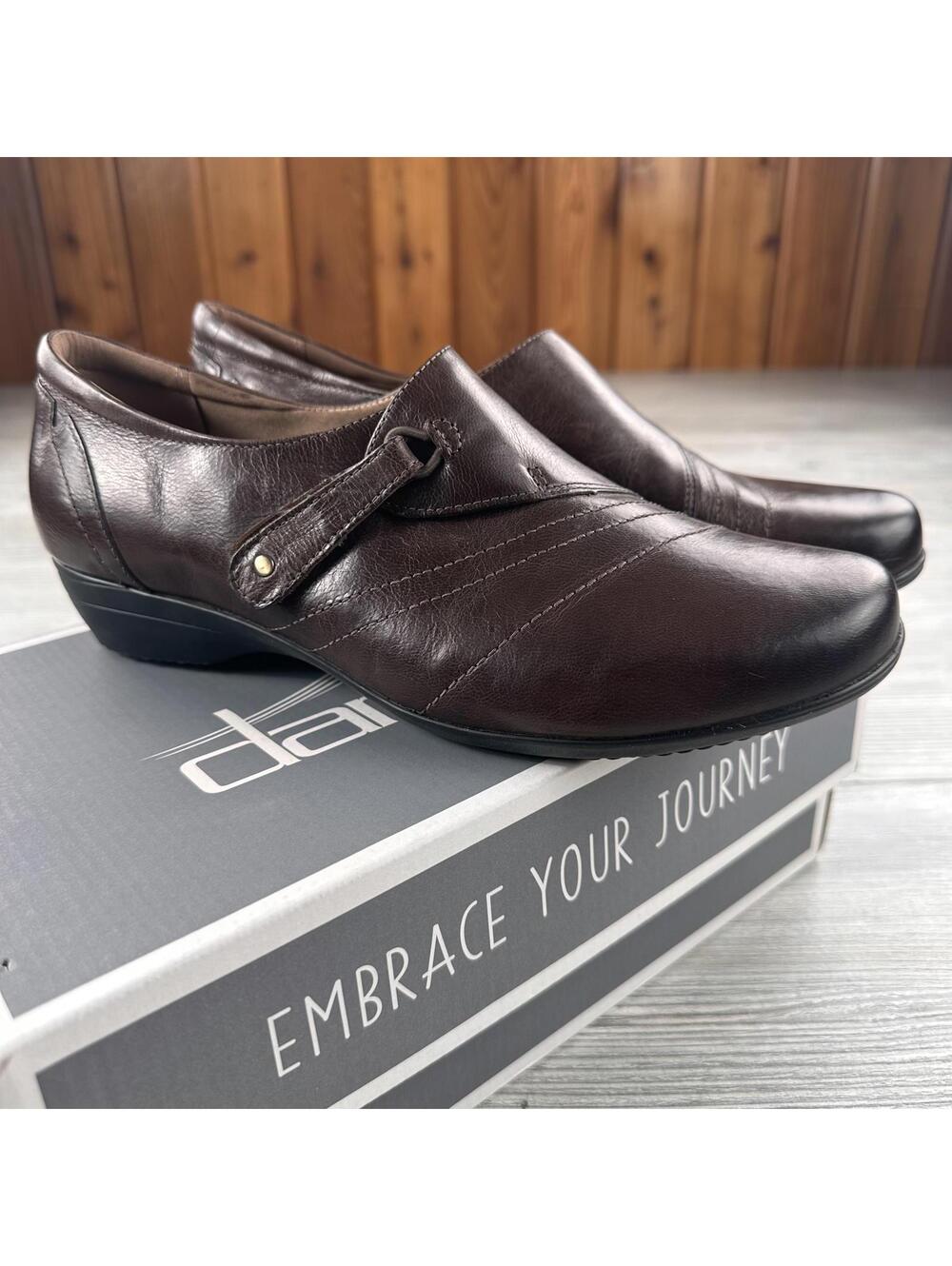 Dansko Franny Calf Leather Loafer Shoe Womens 41 Chocolate Brown 5500-230200 NIB